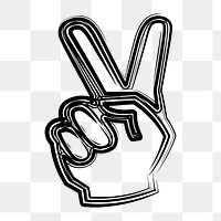 Hand V sign png clipart illustration, transparent background. Free public domain CC0 image.