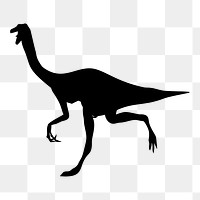 Gallimimus dinosaur silhouette png clipart illustration, transparent background. Free public domain CC0 image.