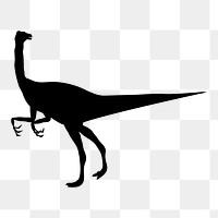 Gallimimus dinosaur silhouette png clipart illustration, transparent background. Free public domain CC0 image.