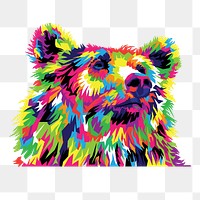 Colorful bear png clipart illustration, transparent background. Free public domain CC0 image.
