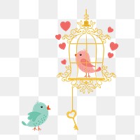 In-love bird png clipart illustration, transparent background. Free public domain CC0 image.