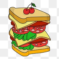 Sandwich png clipart illustration, transparent background. Free public domain CC0 image.