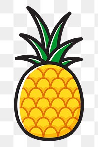 Pineapple png clipart illustration, transparent background. Free public domain CC0 image.