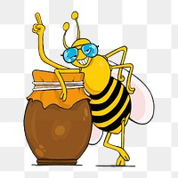 Honey bee png clipart illustration, transparent background. Free public domain CC0 image.
