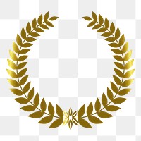 Gold laurel wreath png clipart illustration, transparent background. Free public domain CC0 image.