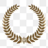 Gold laurel wreath png clipart illustration, transparent background. Free public domain CC0 image.