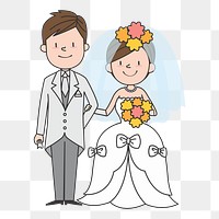 Newlywed cartoon png clipart illustration, transparent background. Free public domain CC0 image.