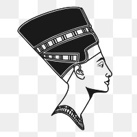 Nefertiti vintage icon png clipart illustration, transparent background. Free public domain CC0 image.