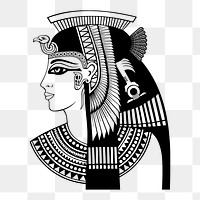 Cleopatra vintage icon png clipart illustration, transparent background. Free public domain CC0 image.