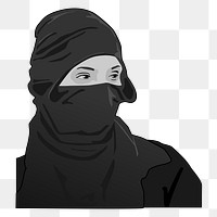 Muslim woman png clipart illustration, transparent background. Free public domain CC0 image.