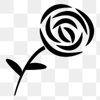 Rose silhouette png clipart illustration, transparent background. Free public domain CC0 image.