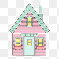 Pink farmhouse png clipart illustration, transparent background. Free public domain CC0 image.