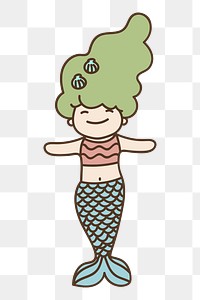 Mermaid character png clipart illustration, transparent background. Free public domain CC0 image.