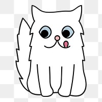 White cat png clipart illustration, transparent background. Free public domain CC0 image.