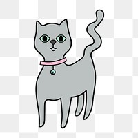 Gray cat png clipart illustration, transparent background. Free public domain CC0 image.