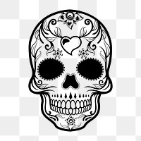 Day of the dead vintage icon png clipart illustration, transparent background. Free public domain CC0 image.