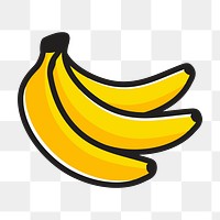 Banana png clipart illustration, transparent background. Free public domain CC0 image.