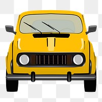 Yellow car png clipart illustration, transparent background. Free public domain CC0 image.