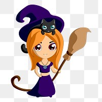 Witch png clipart illustration, transparent background. Free public domain CC0 image.