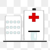 Hospital png clipart illustration, transparent background. Free public domain CC0 image.