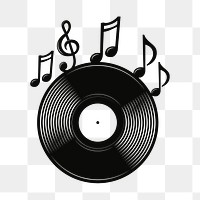 PNG Record with music notes logo, clipart, transparent background