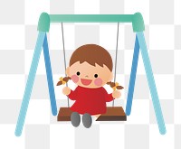 PNG Girl on playground swing illustration, transparent background