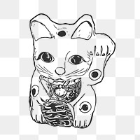 PNG Maneki Neko outline, clipart, transparent background