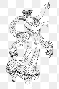 PNG Ancient greek woman line art, clipart, transparent background