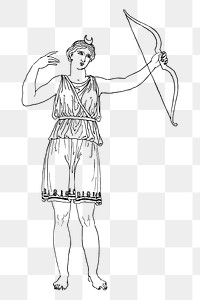 PNG Ancient greek archery woman line art, clipart, transparent background