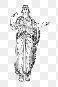 PNG Ancient greek woman line art, clipart, transparent background