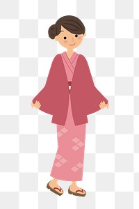 PNG Woman in pink kimono, clipart, transparent background