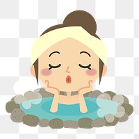 PNG Woman onsen hot spring illustration, transparent background