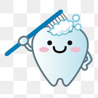 PNG Tooth with brush illustration, transparent background