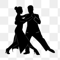 PNG Dancing couple silhouette, clipart, transparent background