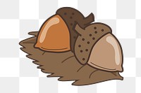 PNG Brown acorns on leaf autumn illustration, transparent background