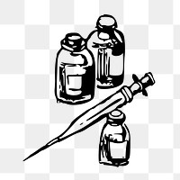 PNG Medicine and syringe silhouette, clipart, transparent background