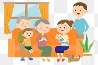 PNG Multigenerational family illustration, transparent background