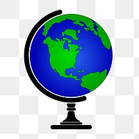 PNG Simple blue earth globe with stand, design element, transparent background