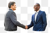 PNG Two men shaking hands, collage element, transparent background