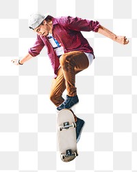 PNG Boy skateboarding, collage element, transparent background