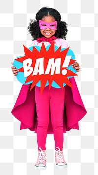 PNG Superhero kids with superpowers collage element, transparent background