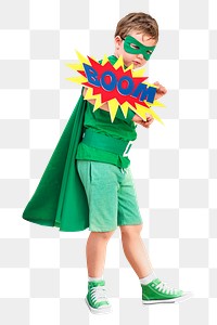 PNG Superhero kids with superpowers collage element, transparent background