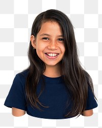 Little girl png portrait, happy kid, transparent background