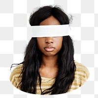 PNG blindfolded woman, collage element, transparent background