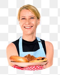 PNG Female baker, collage element, transparent background