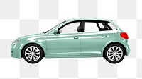 3D green car png, vehicle illustration, transparent background