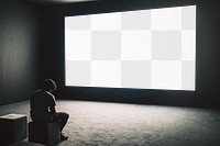 Art gallery movie screen png mockup, transparent design