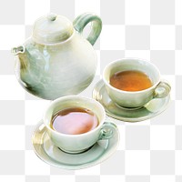 Teapot set png, transparent background