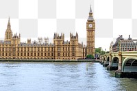 PNG Big Ben, UK travel border, transparent background