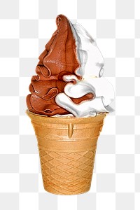 Ice cream cone png collage element, transparent background